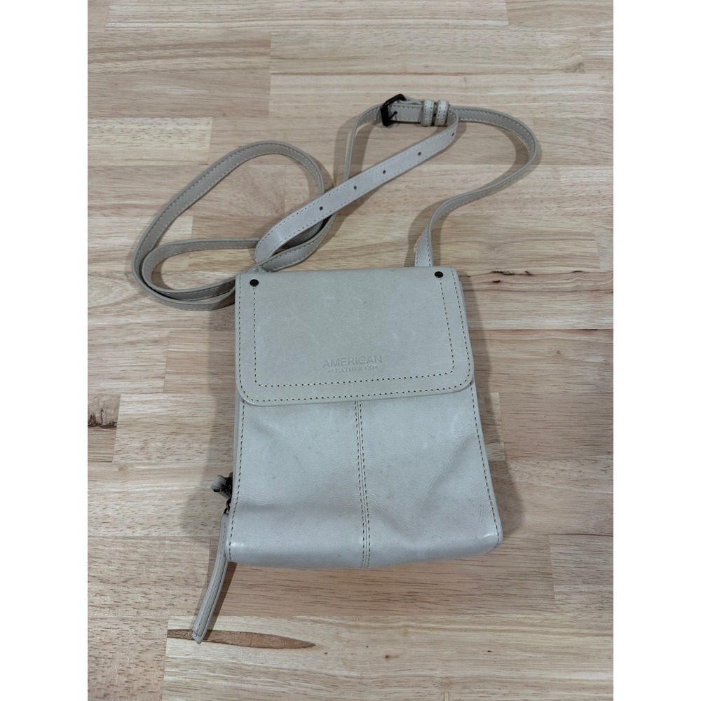 American Leather Co. Crossbody Bag Leather Cream Travel Women Accessories